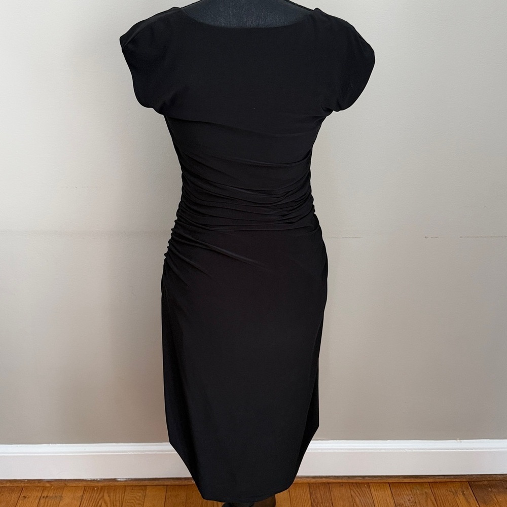 Lauren Ralph Lauren sleeveless ruched jersey knee-length dress in black size 4
